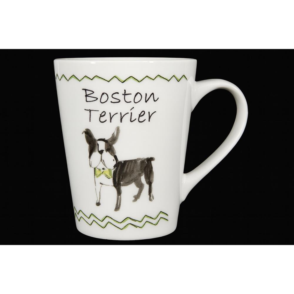 Boston Terrier Dog Mug Ceramic Coffee Cup Yellow Bow Tie Gift